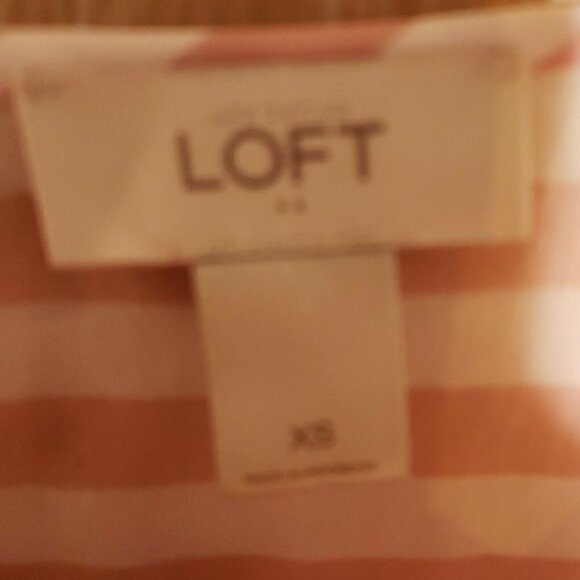 Loft Womens Pink White Stripe Sheer Blouse XS - Picture 7 of 8